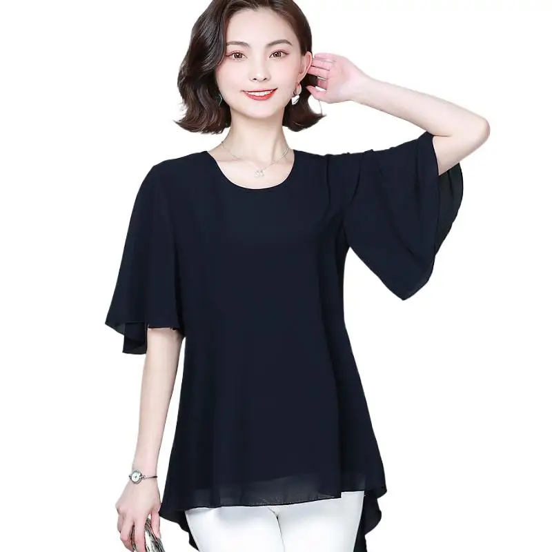 Women chiffon Blouses 2024 sexy Butterlfy sleeve Blouse Casual Tops Elegant Work Wear office lady Shirts blusa grande mujer