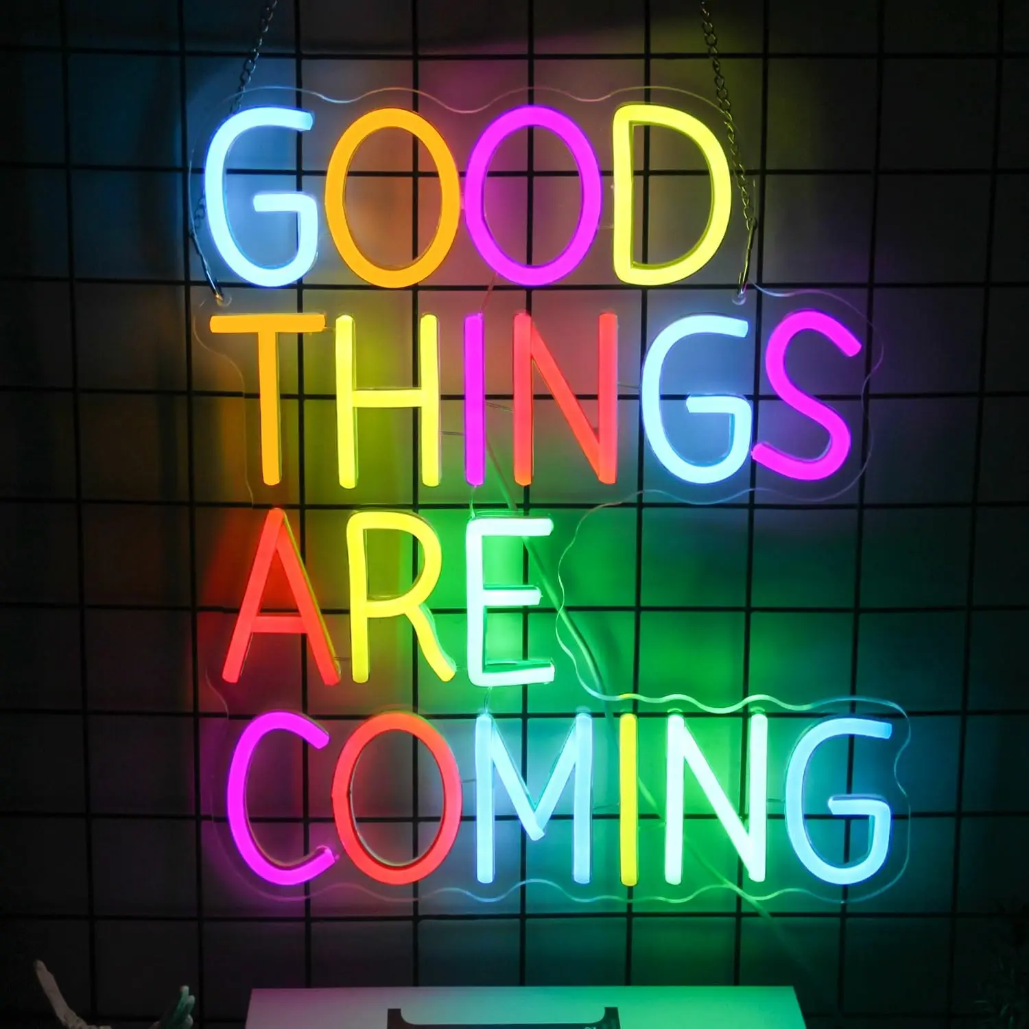 

Good Things Are Coming LED Neon Sign Colorful Motivational Inspirational for Wall Bedroom Bar Office Man Cave Dorm Decor Gifts