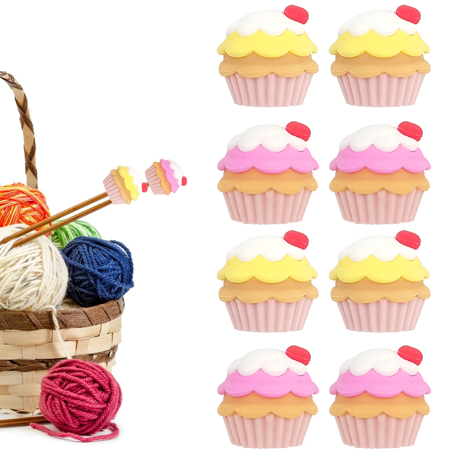 4-8PCS Silicone Cake Knitting Needle Stoppers Point Protectors,Knitting Needle Minder,Knittng Needle Tip Cap,Knitting Supplies