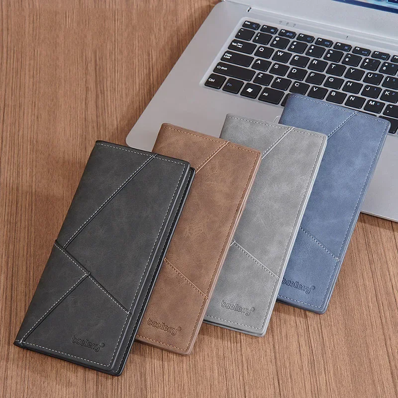 

Men RFID Wallet Vintage PU Leather Frosted Long Wallet Coin Zipper Pocket Man Business Purse Male ID Card Holder Women Money Bag