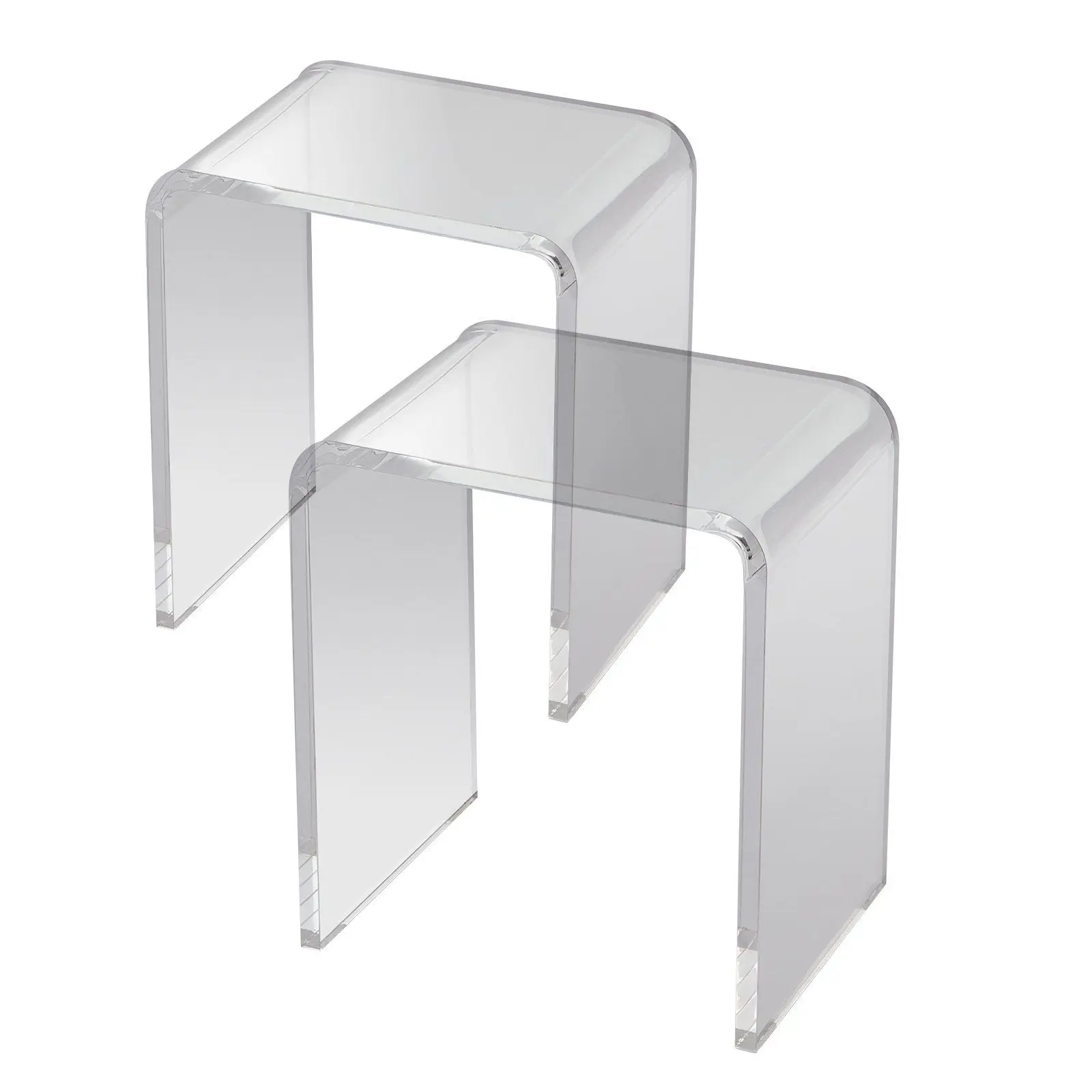 

VEVOR Acrylic End Table, 2 pcs C-Shaped Lucite Side Tables, Clear Acrylic Side Table for Drink, Food, Snack used in Living Room,