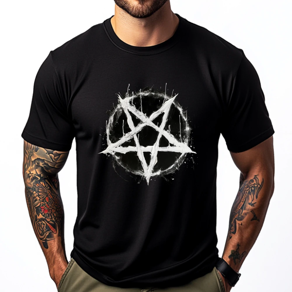 Satanic Devil 666 Pentagram Luxury Clothing Men Clothes Graphic Tees T Shirt Man Easter Sunday