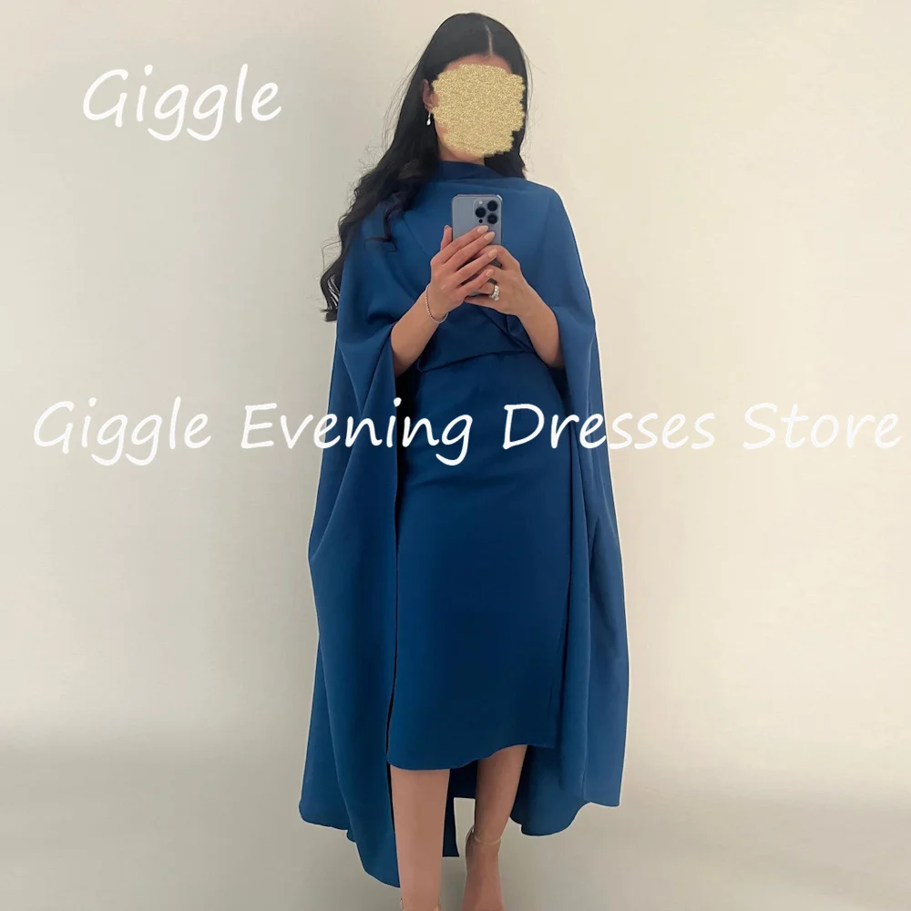 Giggle Crepe A-line O-neck Ruffle Formal Elegant Prom Gown Tea Length luxury Evening Pretty Party Dresses for Women 2023