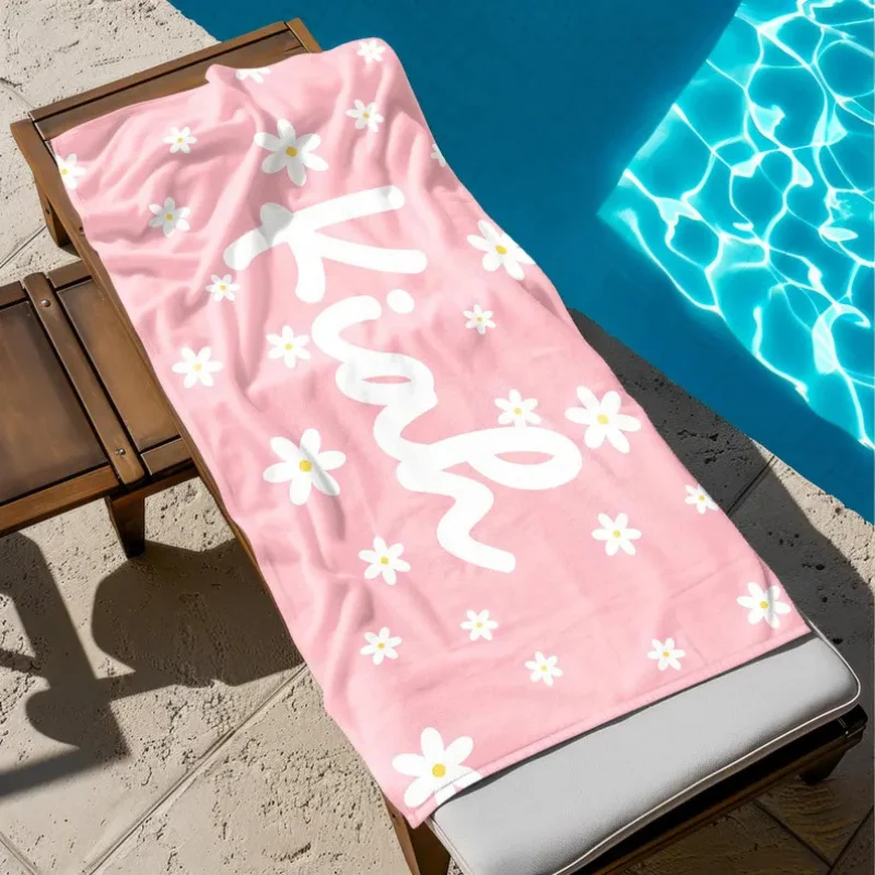 Personalized Striped Beach Towel Custom Name/Logo Oversized Microfiber Towel Summer Party Gift for Beach Swimming Bath Sports