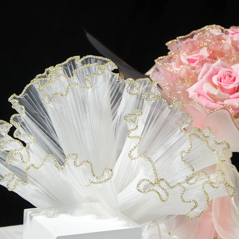 Flower Wrapping Paper Wave Mesh Rose Korean Style Half Transparent Lace Gift Packing Florist Bouquet Wrapping Material Luxury