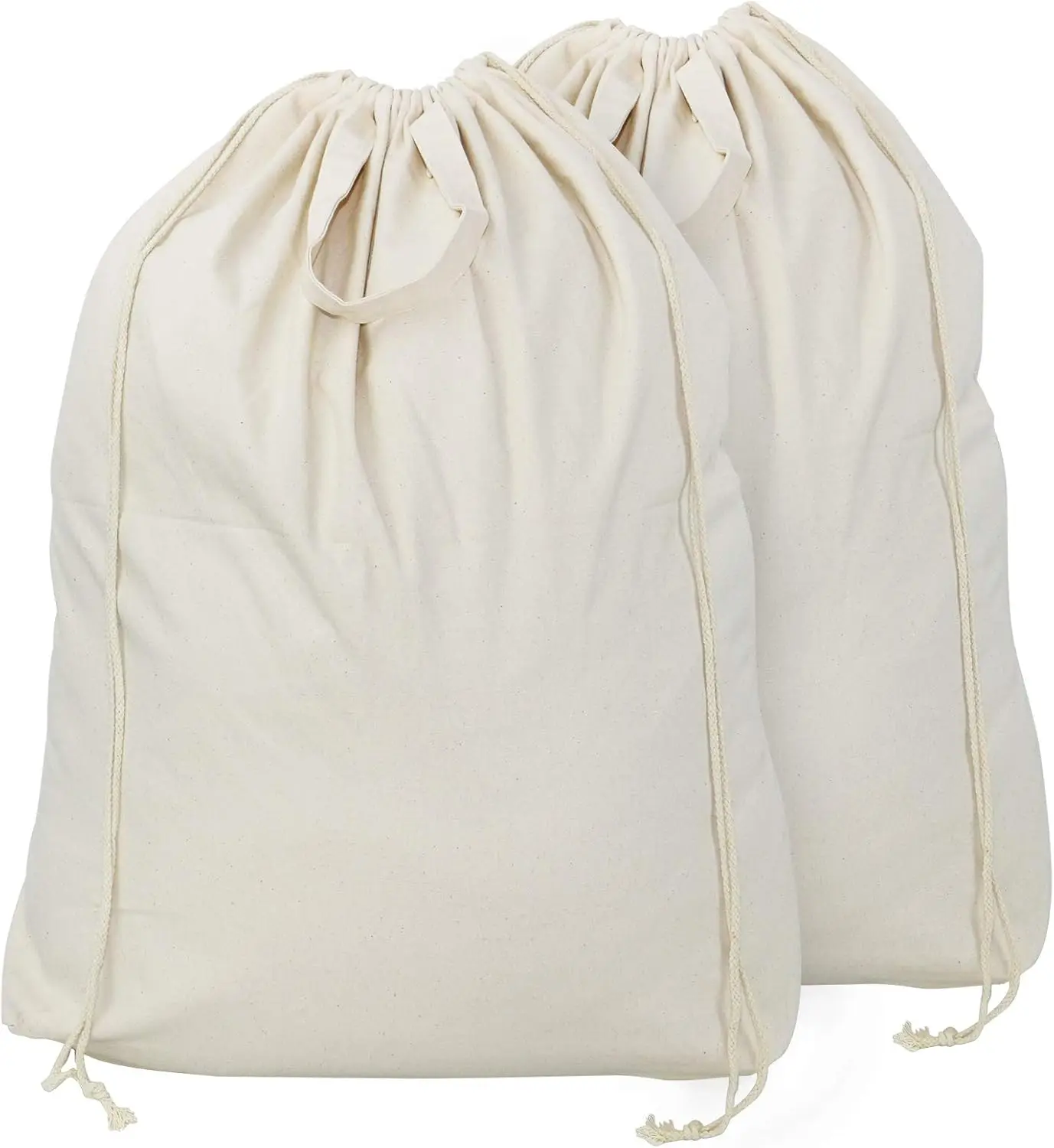 

Canvas Laundry Bags 2-Pack with Handles & Drawstring, Machine Washable