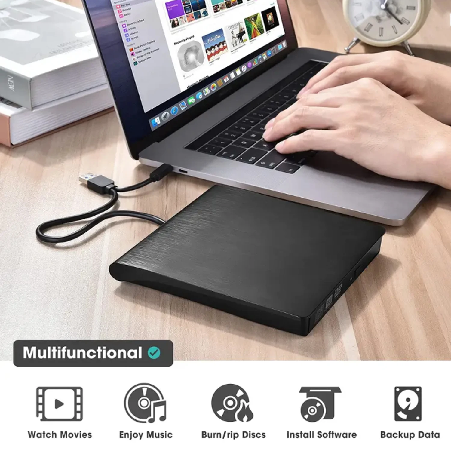 

New Drive Enclosure 9.5mm USB 3.0 Type C SATA External DVD CD-ROM RW Player Optical Drives Enclosure Case for Laptop PC Desktop