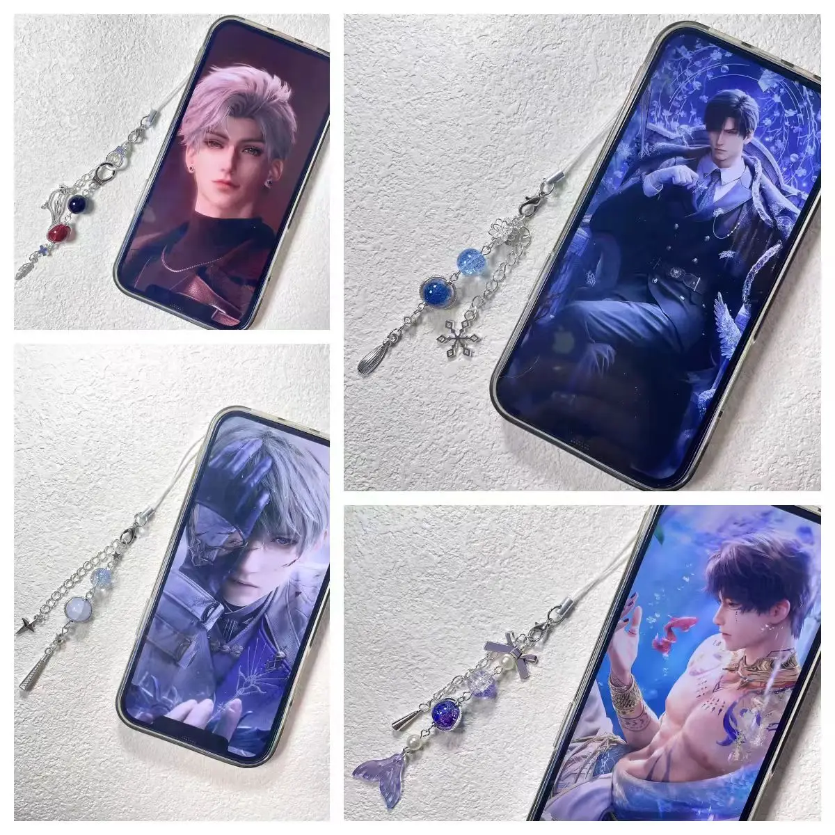 

Anime Love and Deepspace Sylus Zayne Xavier Rafayel Cosplay Short-Length Phone Strap Cartoon Mobile Chain Cell Accessories Xmas