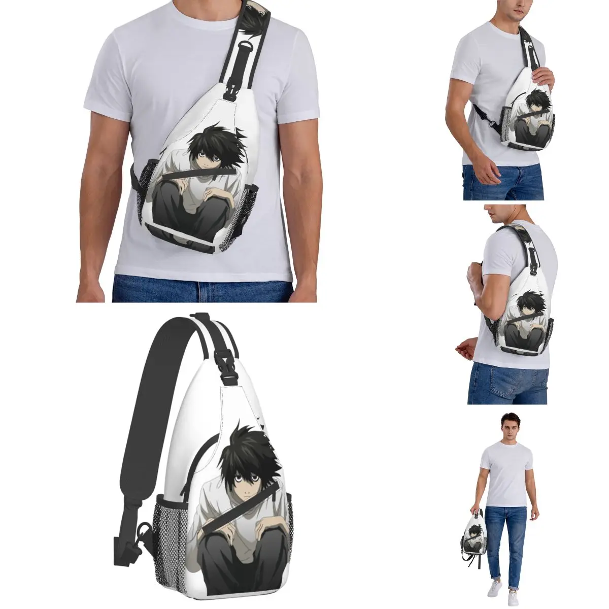 L Death Note Sling Bags Chest Crossbody Shoulder Backpack Travel Hiking Daypacks anime japan manga Men Women Bags