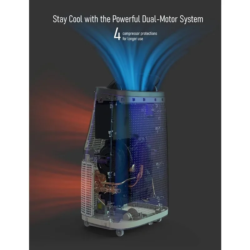 ポータブルルームエアコン,統合除湿機,ファン,スリープモード,リモコン付き,再利用可能なフィルター