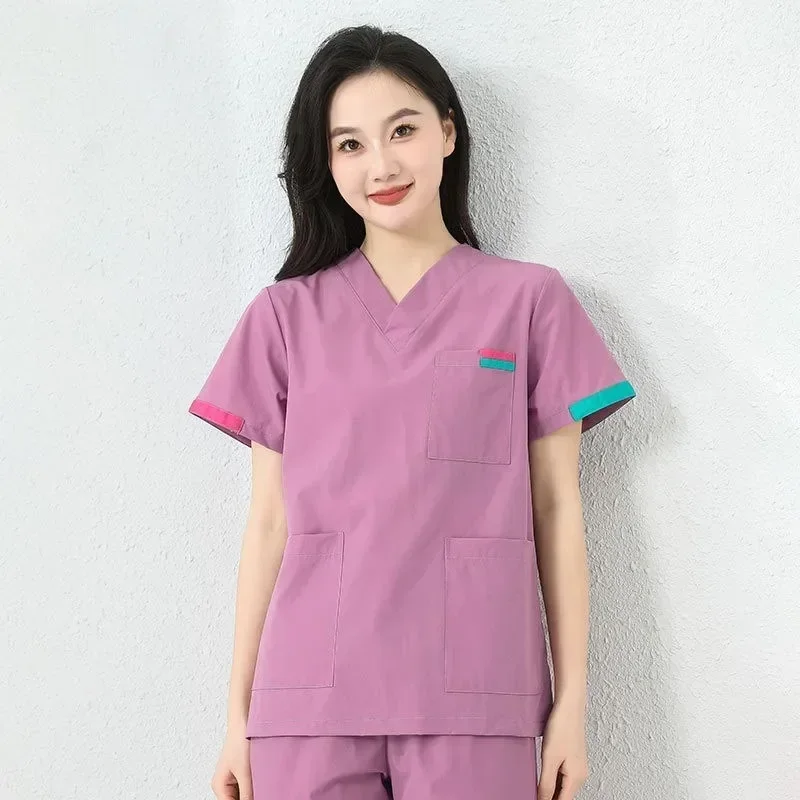 

Plus Size S-3XL Nurse Uniform Women Medical Clothes Short Sleeve Scrub Top Cotton Doctor Costume Dentist Hospital Workwear Pants