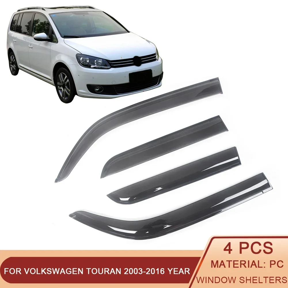 For Volkswagen Touran 2003-2016 5Doors Black Tinted Car Side Window Visor Guard Vent Awnings Shelters Rain Guard Door Ventvisor