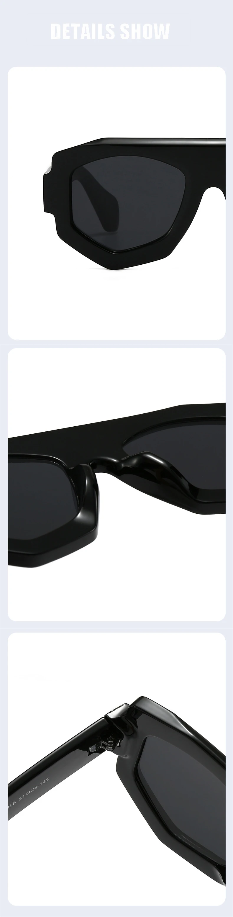SO&EI Mode Unregelmäßige Quadratische Frauen Sonnenbrille Shades UV400 Retro Blau Lila Männer Sonnenbrille – Detail 16