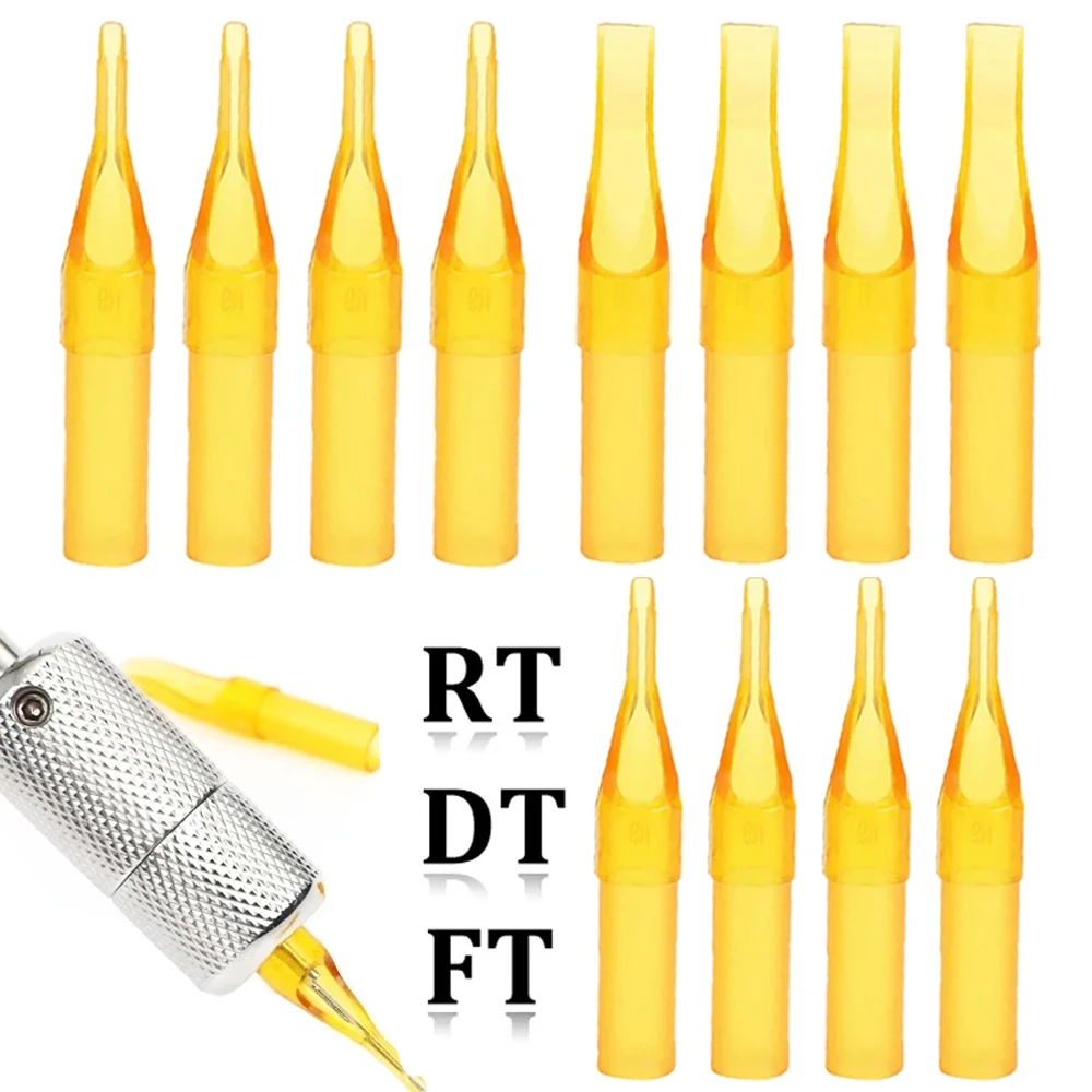 

50/100pcs Assorted Disposable Yellow Tattoo Tips Plastic Tattoo Tips Nozzle Tube for Tattoo Machine Needles Supply