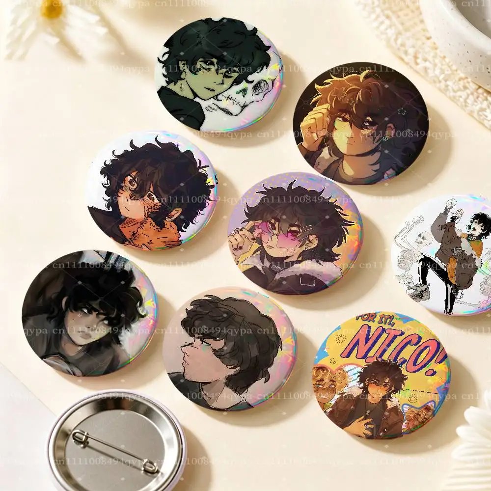 Nico Di Angelo P-Percy Jackson Pin Buttons Round Badge for Clothes Bags Hats Pins Accessories Backpacks Tote Bags Outfit Decor