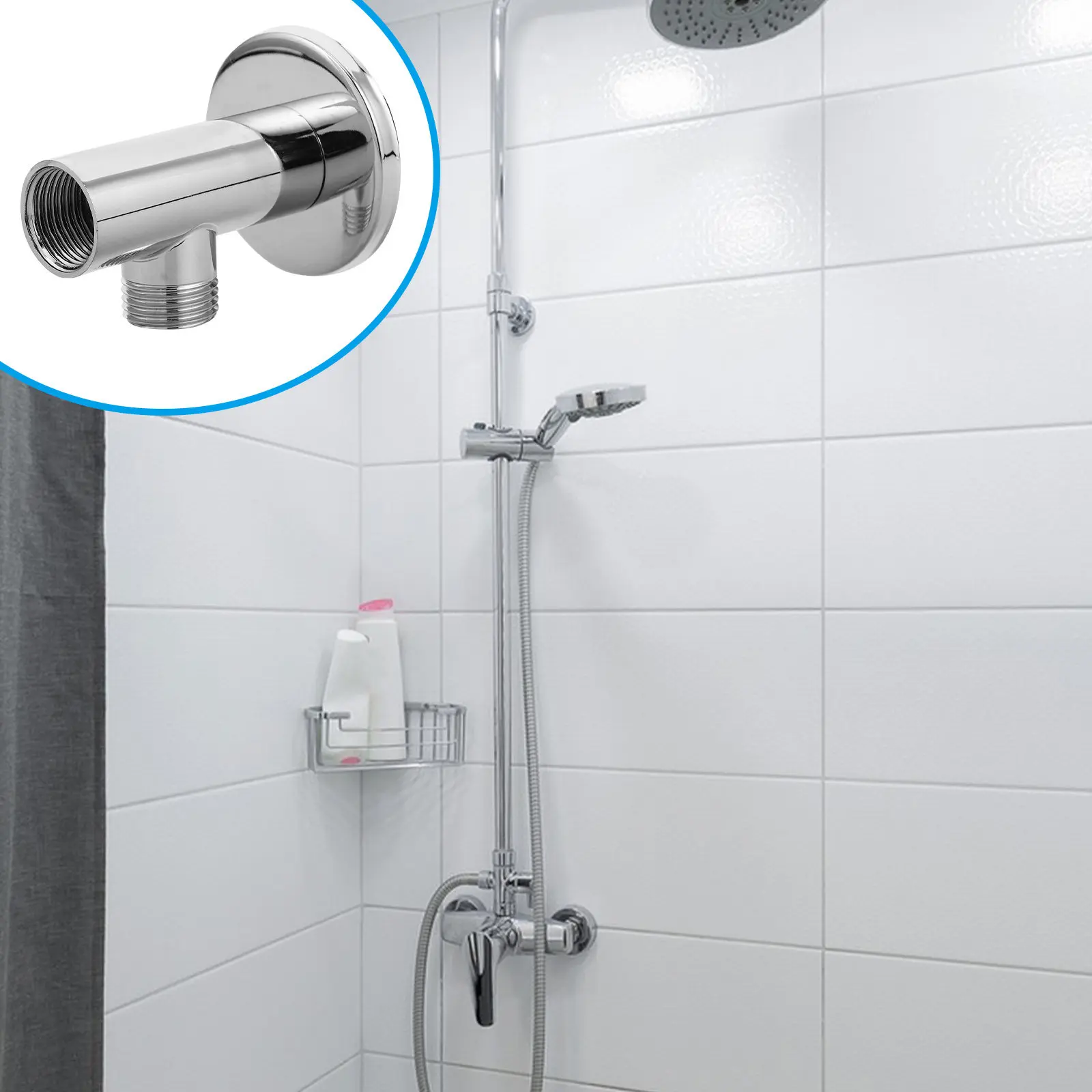 Shower Bracket H held Mount Stainless Steel Adjustable Bathroom Elbow Universal Holder Adapter Strong Durable