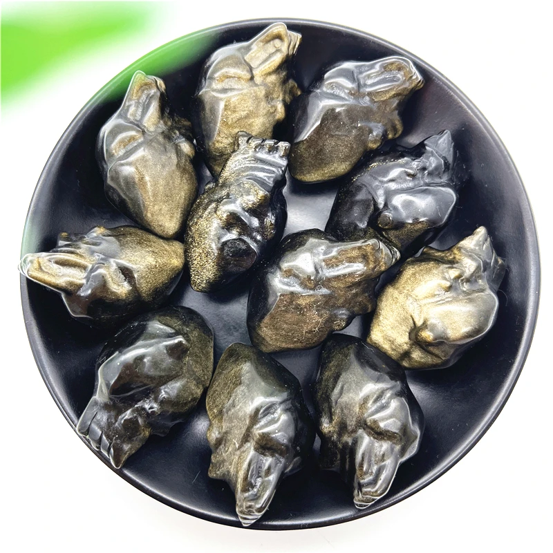 1PC Natural Gold Obsidian Cardiac Heart Shaped Hand Carved Polished Reiki Home Decor Natural Stones and Minerals Healing