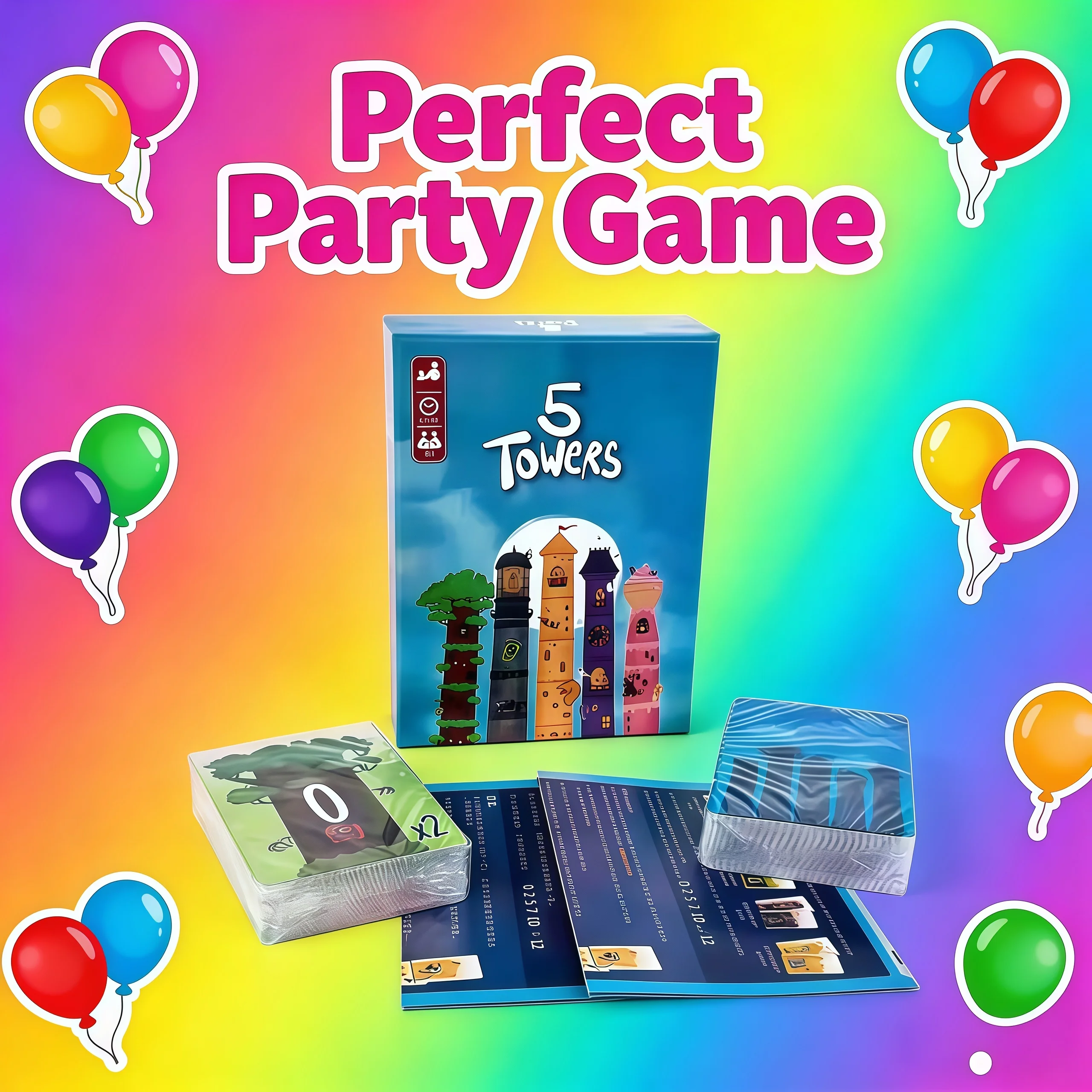 

2026 New 5 Towers — это карточная игра с быстрой упаковкой, идеально подходит в качестве подарка на день рождения и Рождество, а также можно ворите атмосферу.