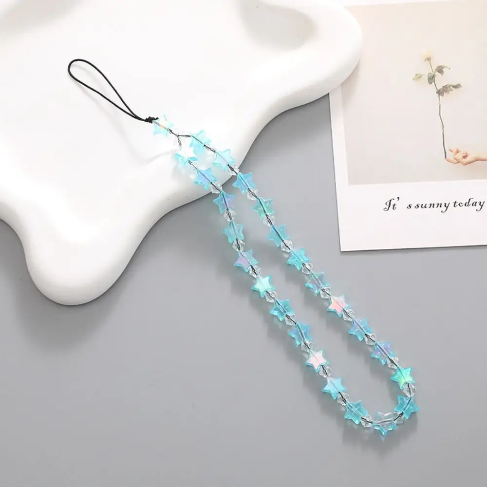 Cute Star Beaded Phone Chain Acrylic Beaded Korea Phone Pendant Lovely Coloful Anti-Lost Phone Chain Hanging Jewelry Girl Gift image 3