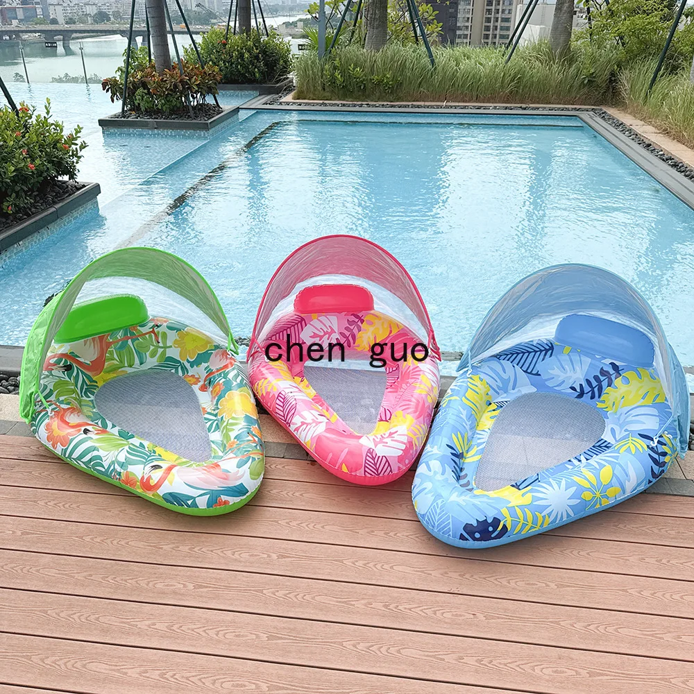 Amazon removable awning, water drop-shaped inflatable floating row of leaves, net recliner outdoor water sofa floating bed