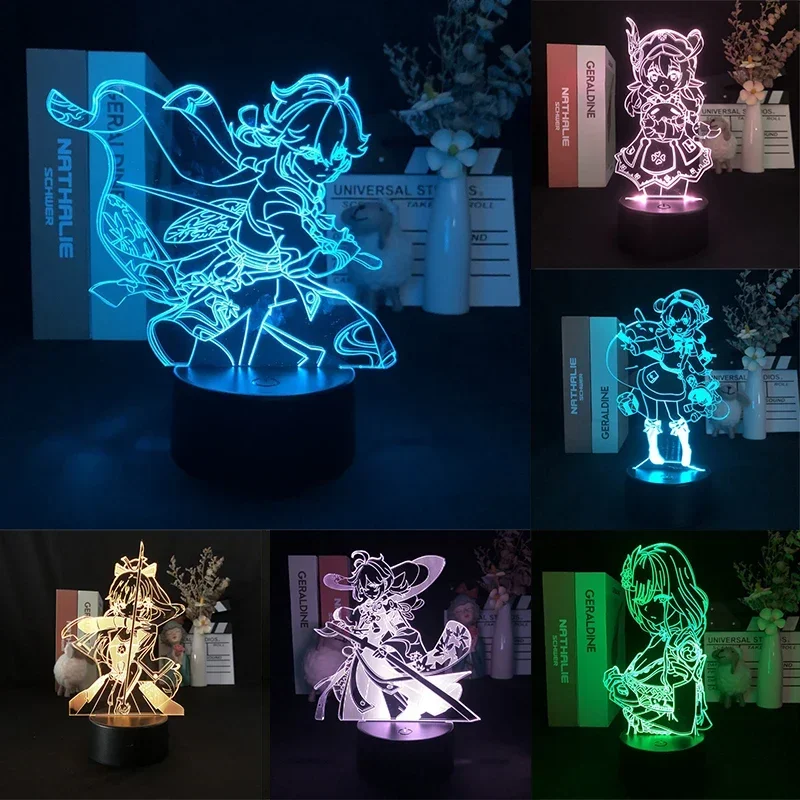 Genshin Impact Night Light 3D Illusion Anime Harajuku Lamp for Bedroom Decor LED Light Atmosphere Table Night Lamps Kids Gift