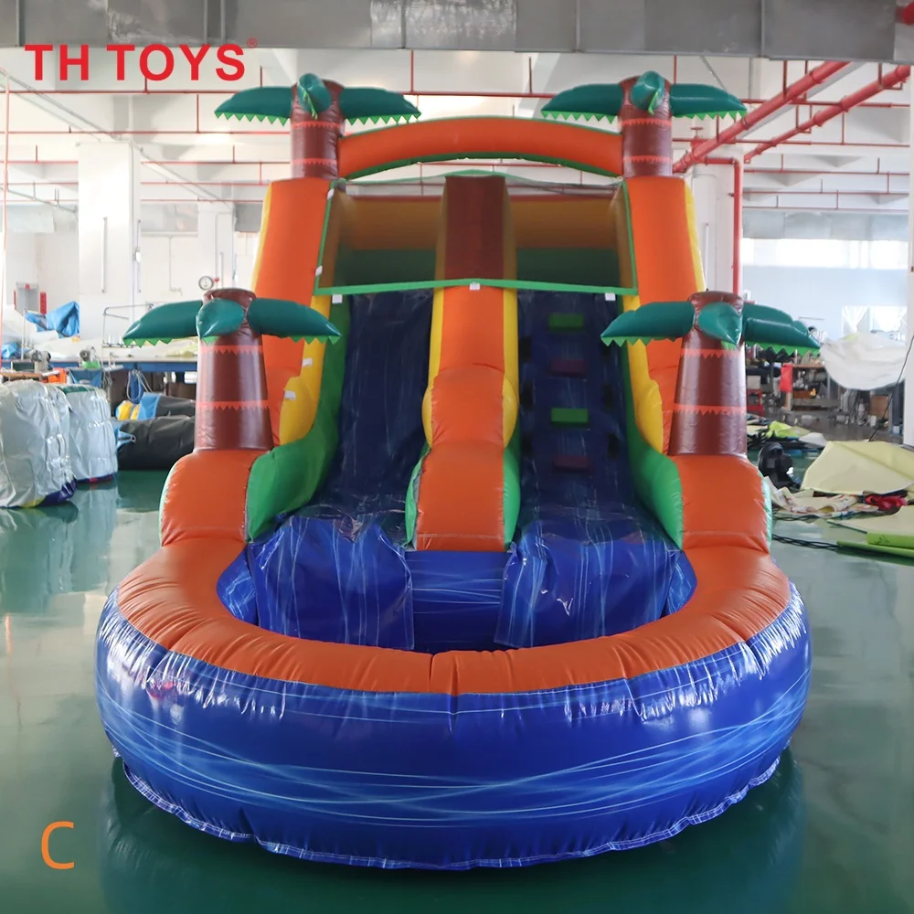 2026 new design Palm Tree inflatable Water Slide Inflatable bouncy slide with Pool for children