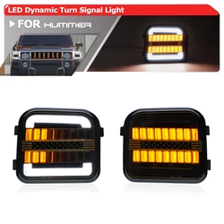 Smoked Sequential LED Turn Signal Light For Hummer H3 2006-2010 H3T Front Corner White DRL Running Parking/Side Marker Assy Kit