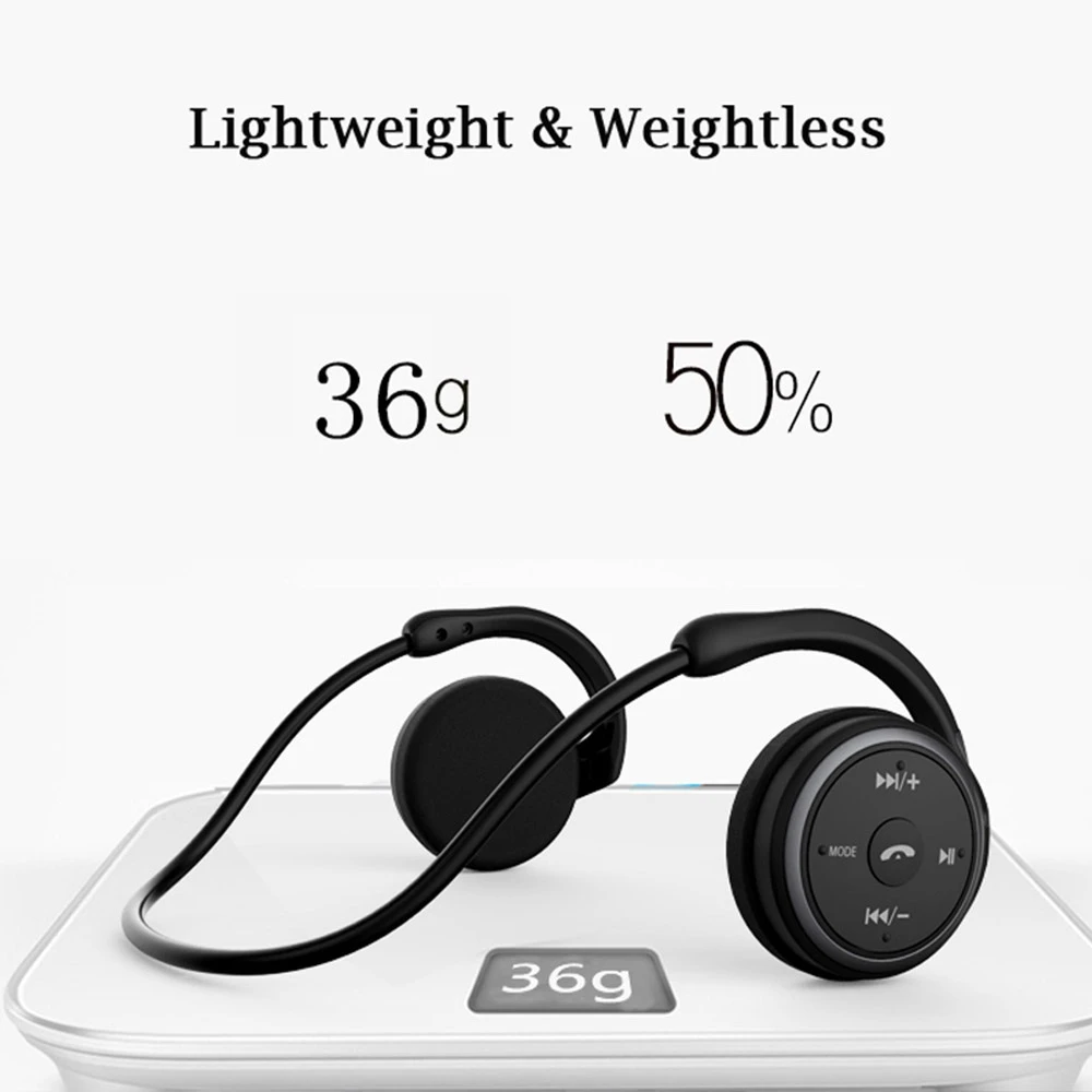 Suicen AX-698 سماعات رأس رياضية بلوتوث دعم 32G TF بطاقة FM راديو لاسلكي محمول سماعات أسود