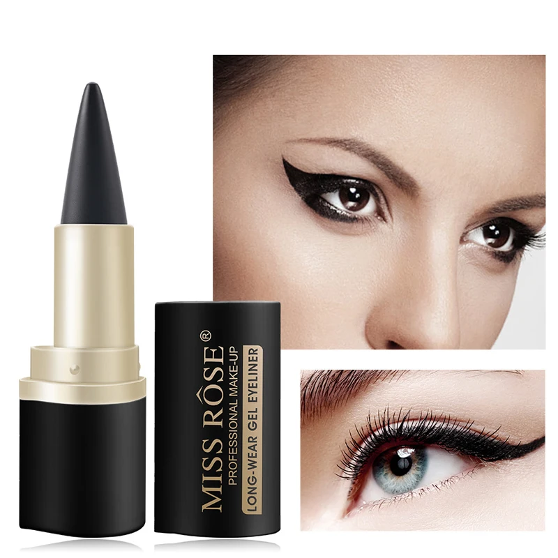 Waterproof eyeliner paste eyeliner quick-drying matte eyeliner single end black solid rich eyeliner pen