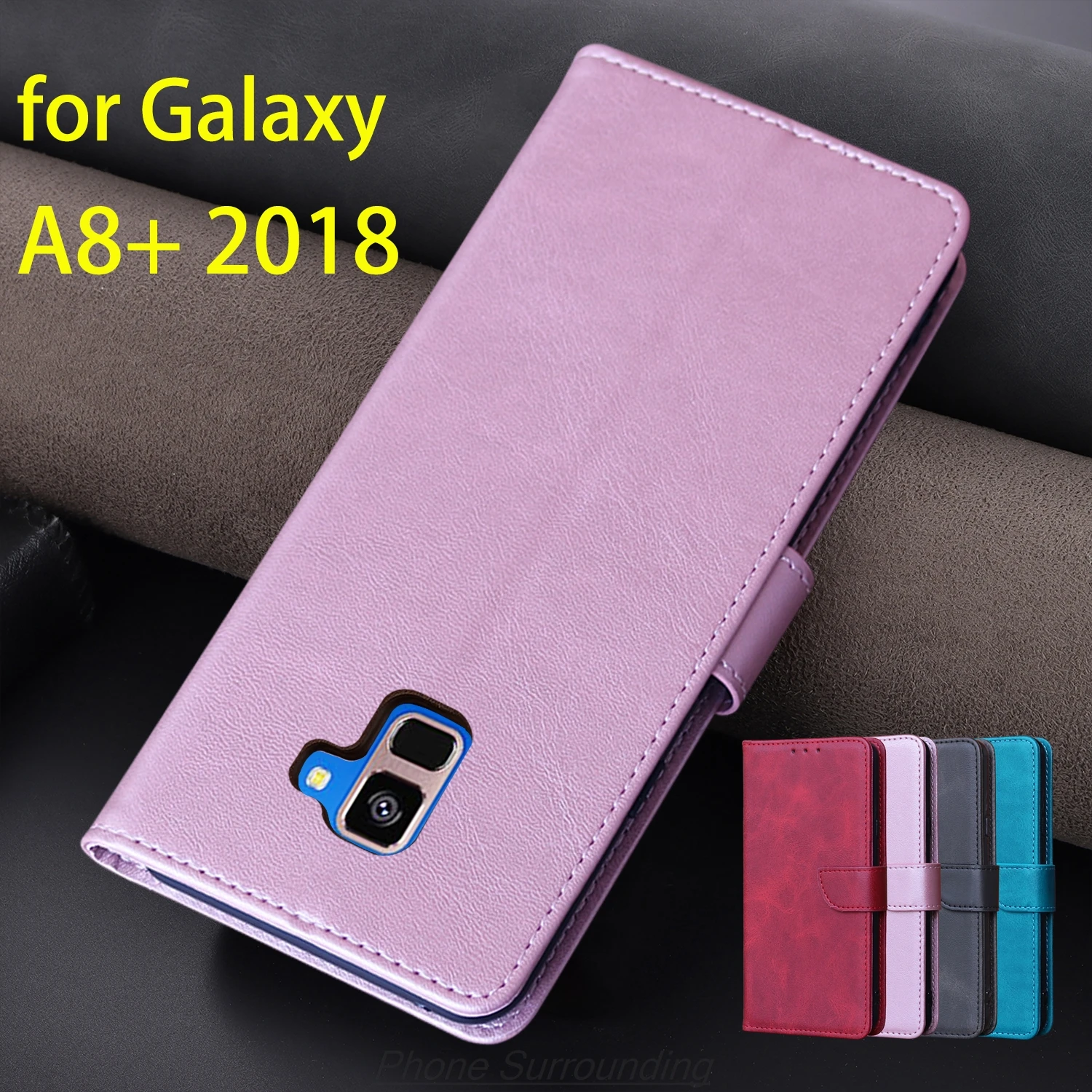 Wallet Flip Cover Pu Leather Case for Samsung Galaxy A8 plus 2018 A730F Card Holder Phone Bags Protective Holster Fundas Coque