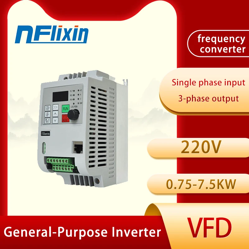 2.2KW 220V VFD Single Phase Input 220V and 3 Phase Output 220V Frequency Converter/Adjustable Speed Drive/Frequency Inverter