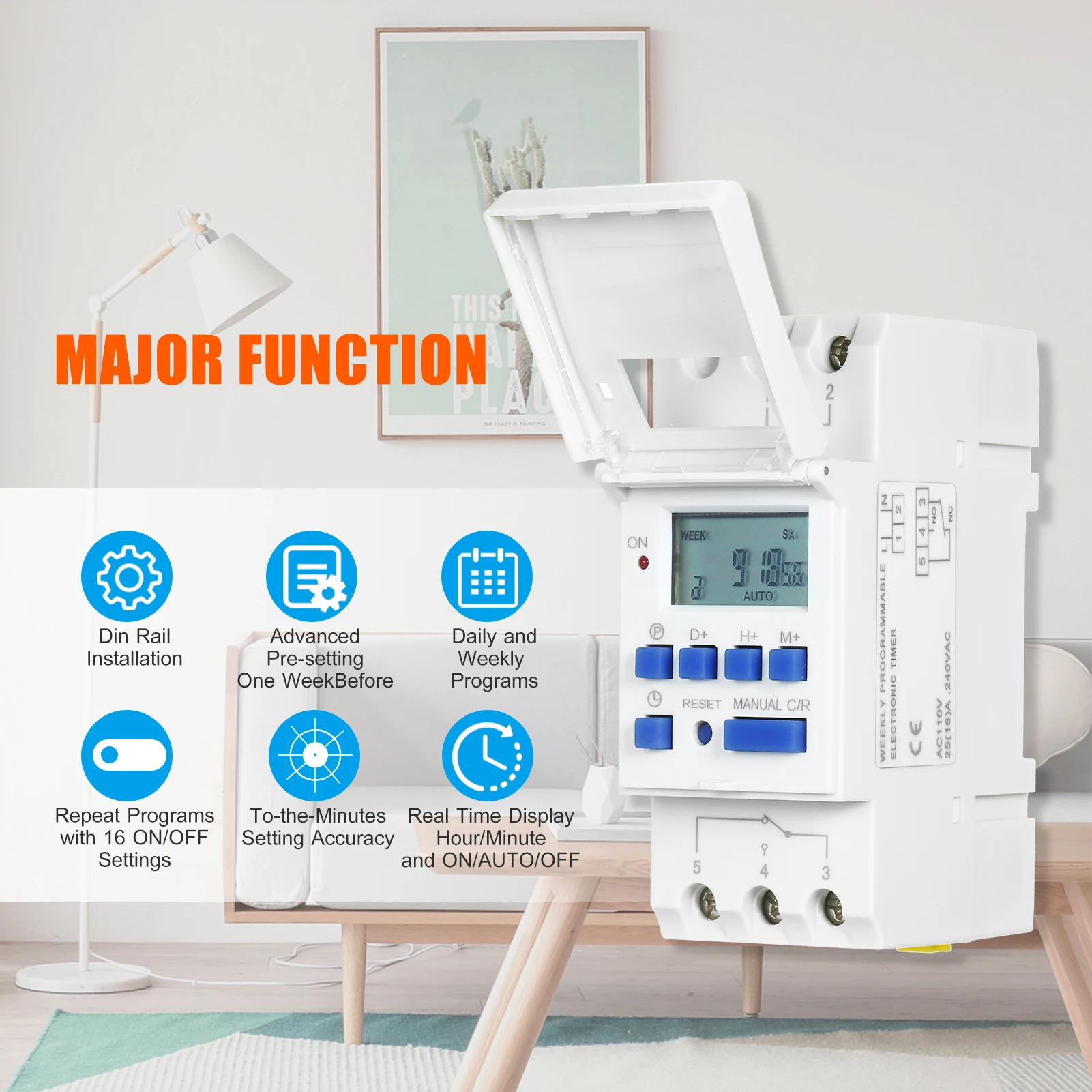 THC15A Timer Switch Din Rail Mount Digital Weekly programmabile Microcomputer elettronico 220V 110V 12V 24V 48V Bell Ring Relay