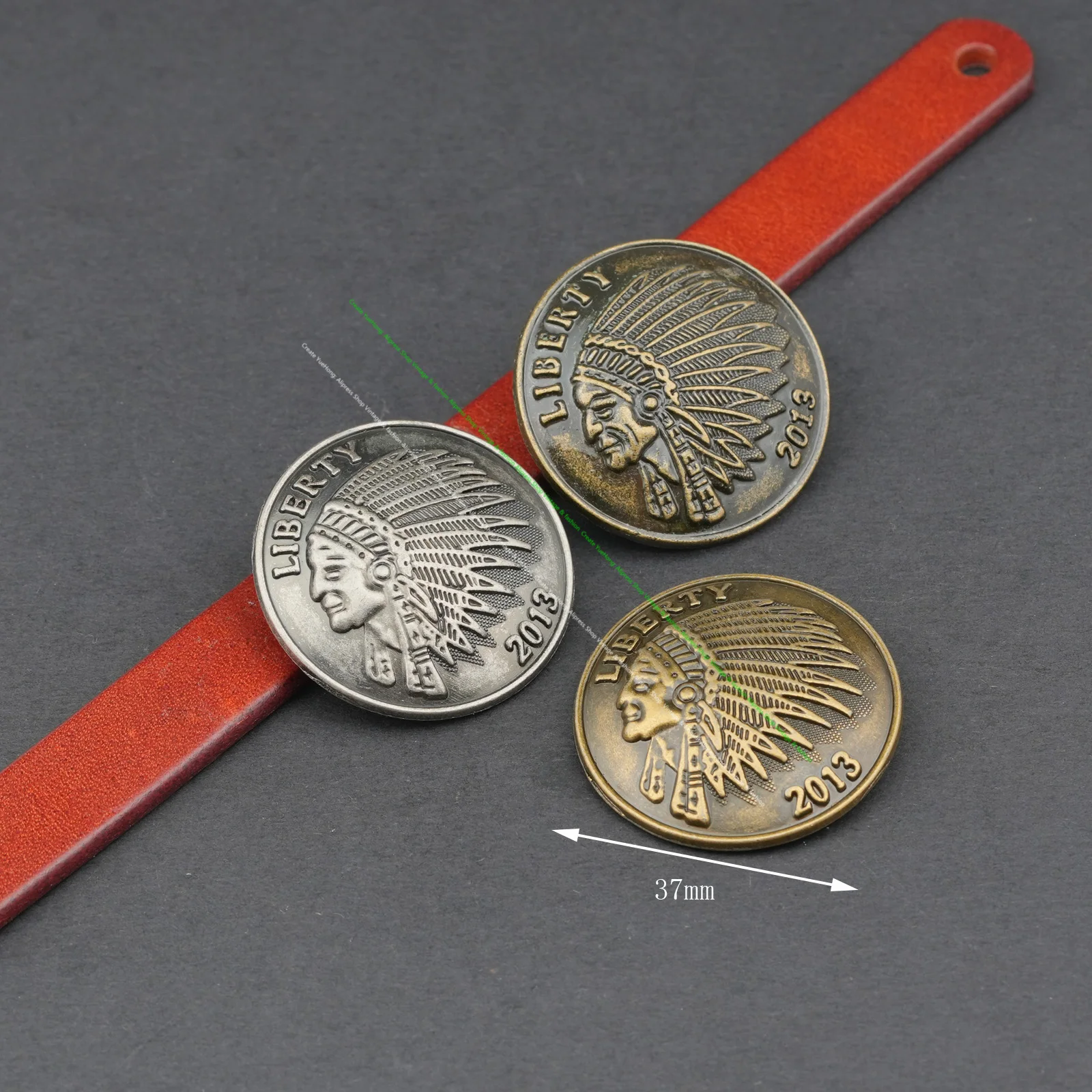 10PC 36mm Vintage Metal Biker Liberty Indian Head Motorcycle Leathercraft Belt Saddle Gaur Rodeo Cowboy Concho Screwback