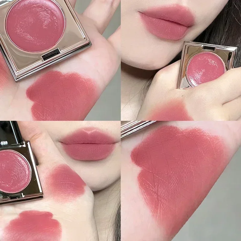 4 Colors 2 in 1 Lip Gloss Blusher Sexy Long Lasting Non-stick Cups Nude Red Matte Velvet Lip Glaze Women Korean Makeup Cosmetics