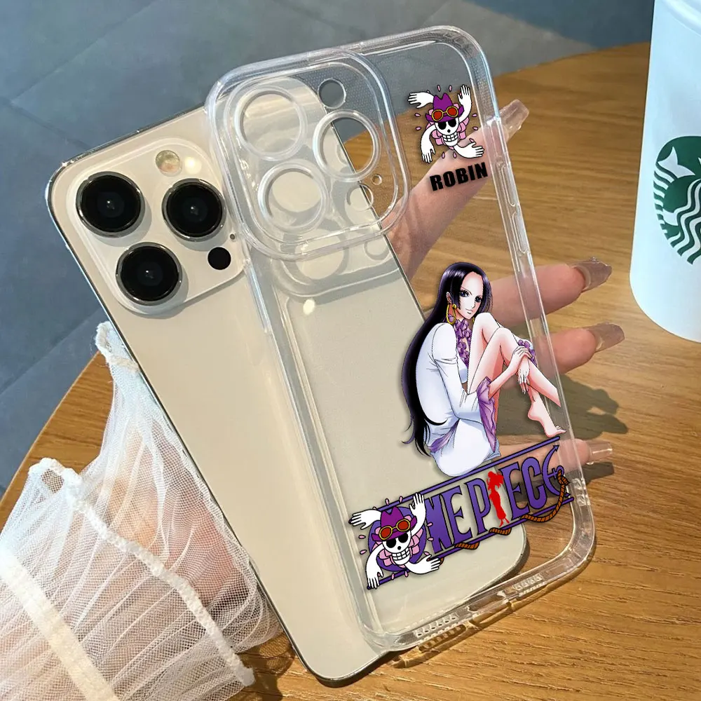 One P-Piece Luffy Zoro Robin Nami Clear Phone Case For Redmi Note 15 14 13 12 12S 11 11T 11S 10 9 10S 9S 8 Pro Max Plus TPU Case
