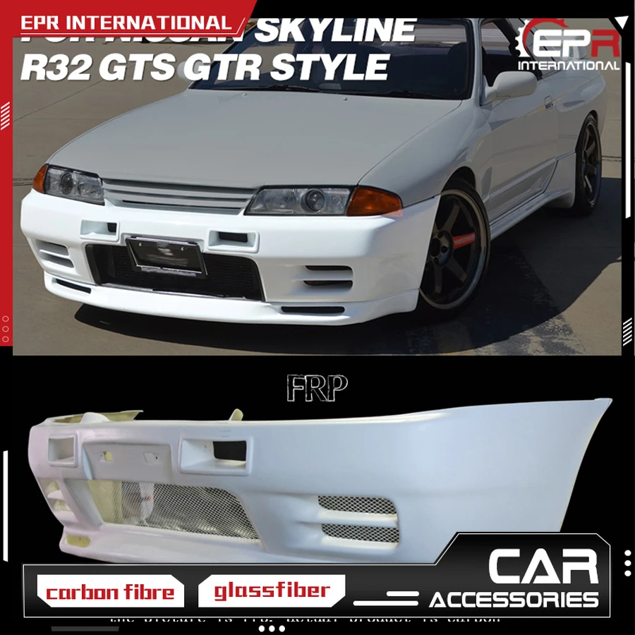 Carbon Fiber Glossy Finished For Nissan R32 Skyline GTS GTR Style Front Bumper Car accessories Exterior Body kits