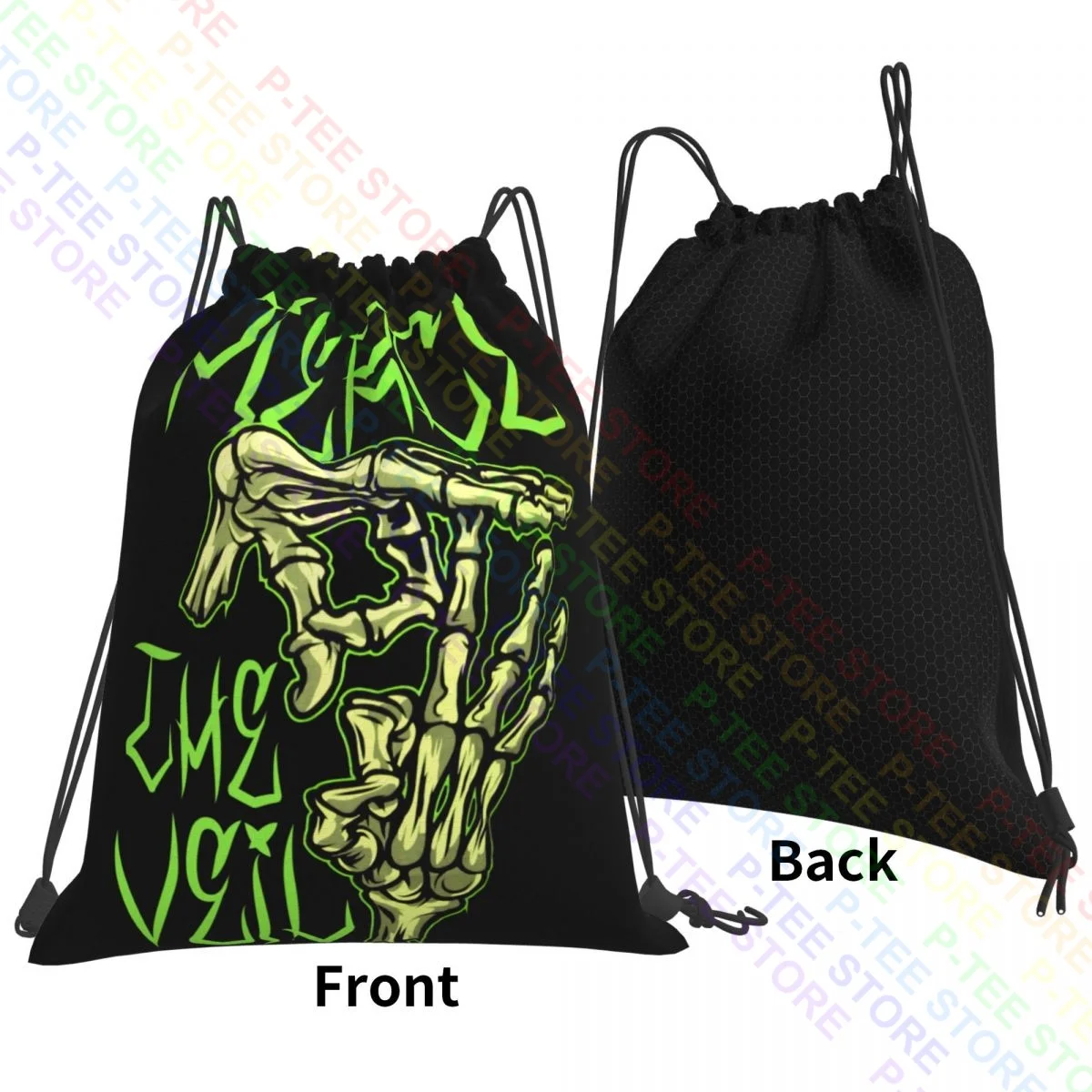 Pierce The Veil Gang Sign Drawstring Bags Gym Bag Cute Backpack Shopping Bag Multi-function