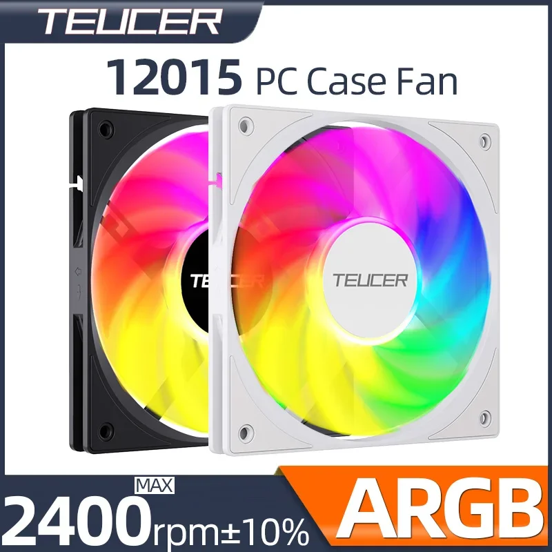 

TEUCER UT-12015 ARGB 120mm PC Case Fan FDB Bearing PWM 800-2400rpm Thickness 15mm Silent Chassis Cooling Ventilator Thin CPU Fan
