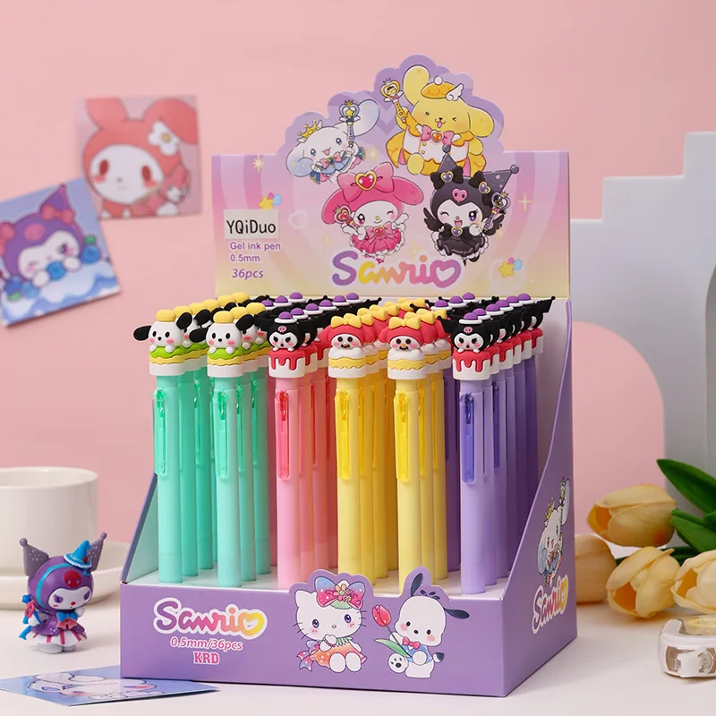 

Okrągły długopis żelowy Sanrio 36 sztuk Kuromi My Melody czarny 0.5mm Student Cartoon Kawaii Press długopis żelowy narzędzia do pisania przyjaciele prezenty urodzinowe