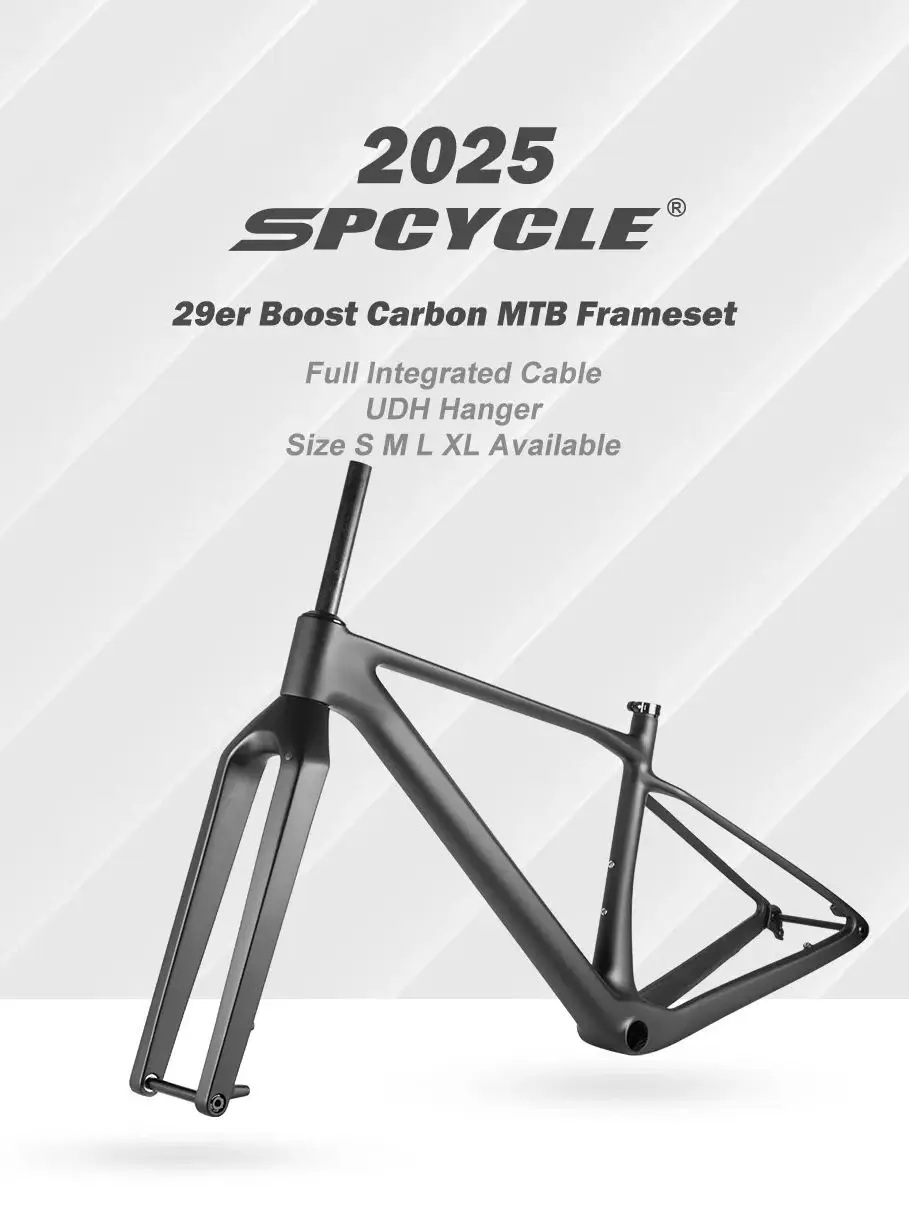 Spcycle 29er Boost Carbon MTB Frame UDH Hanger Volledig geïntegreerde kabel Hardtail Mountainbike frameset en stijve vork - afbeelding 2
