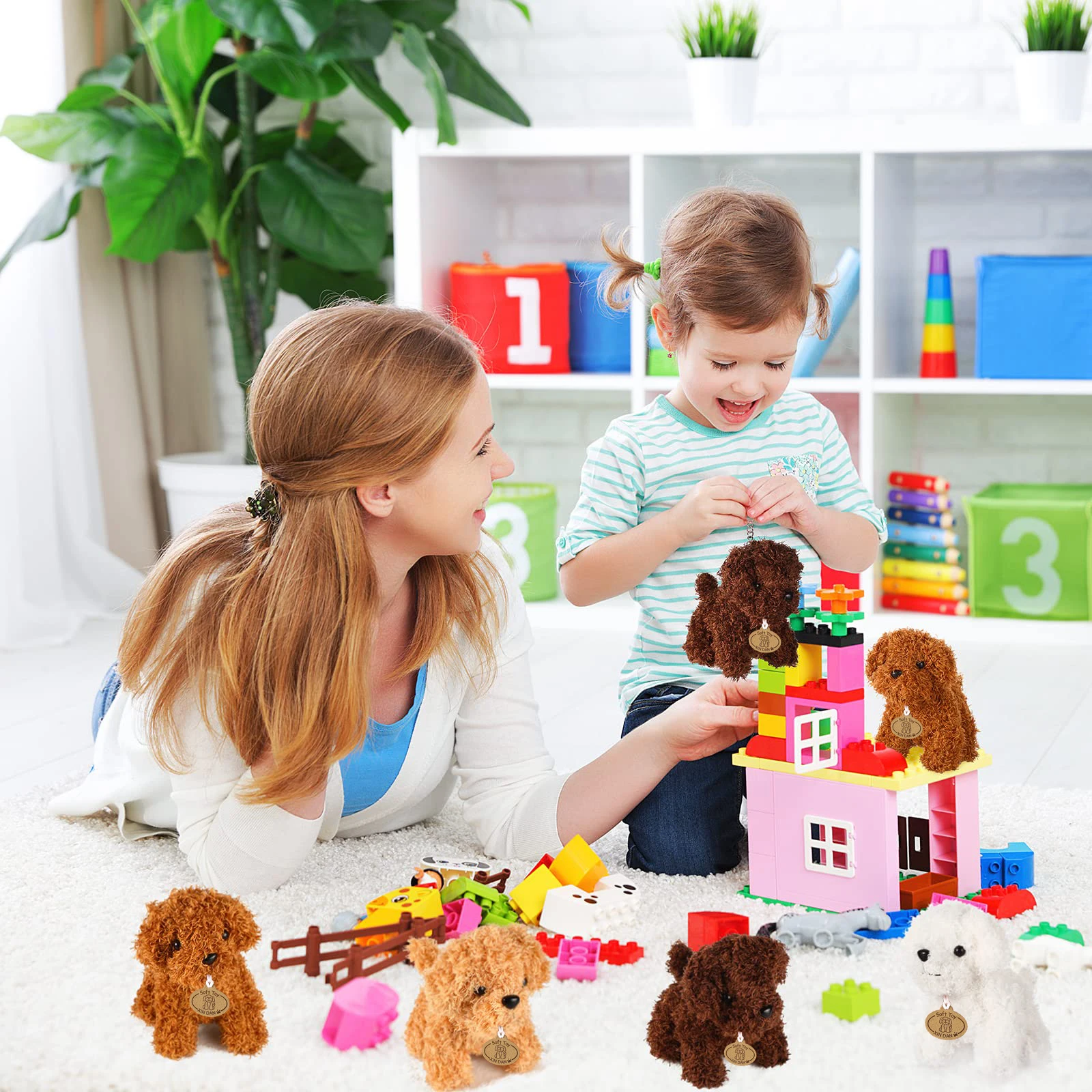 8-32Pcs Teddy Dog Bulk Stuffed Animals Adopt a Puppy Party Favors Keychain for Graduation Baby Shower Birthday Gifts 4.7in/12cm view 4