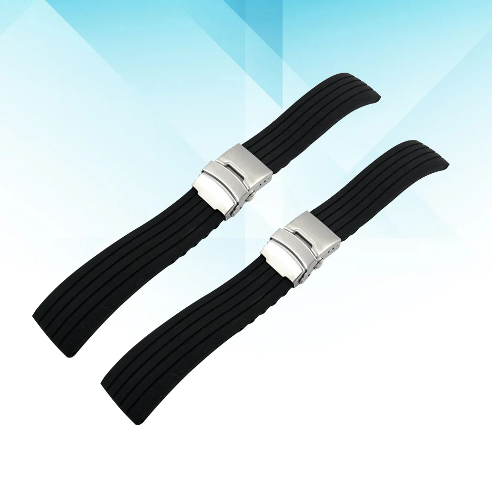 

2 Pcs Waterproof Watch Straps Band Vertical Stripes Foldable Belt