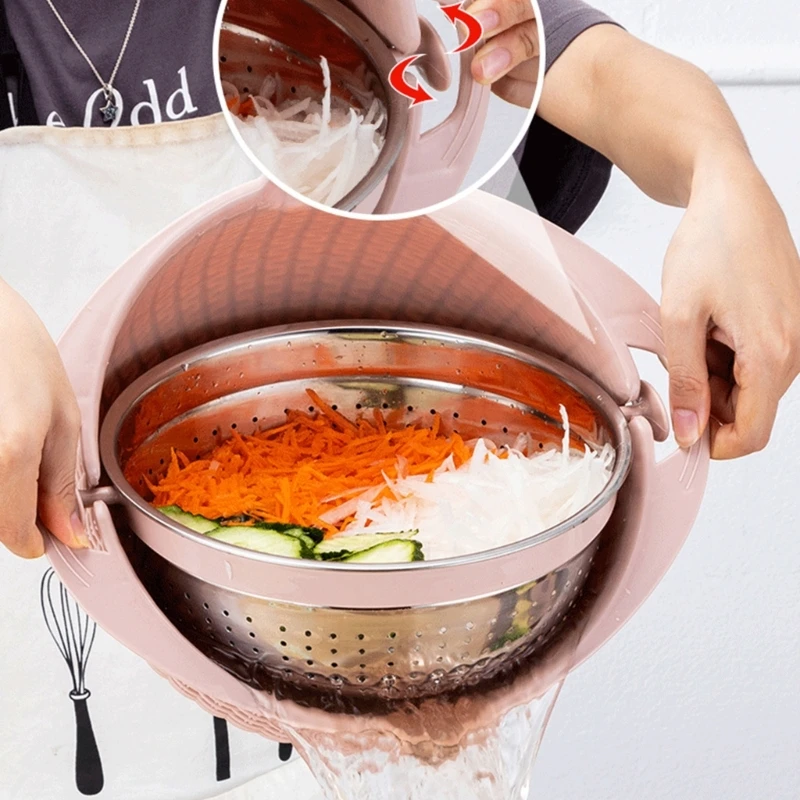 

Double-Layer Rotatable Sink Drain Basket Plastic Kitchen Basket Vegetable Washing Drain Basin Household Living Room Fruit Bowl