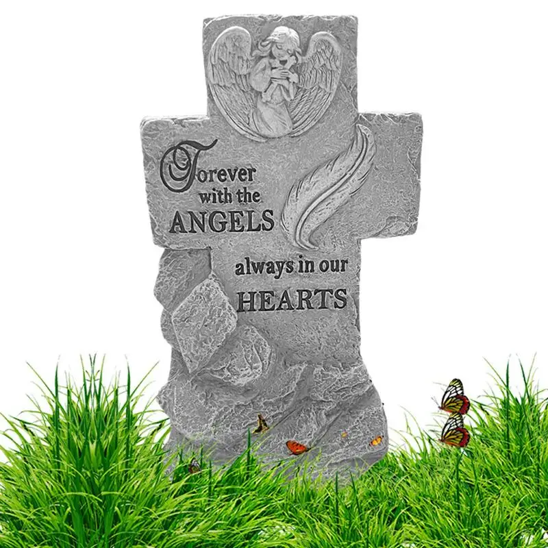 

Angel Wing Garden Stone Pet Memorial Stone Grave Marker Cat Tombstone Engraved Resin Garden Décor For Loss Of Son Sister Mom