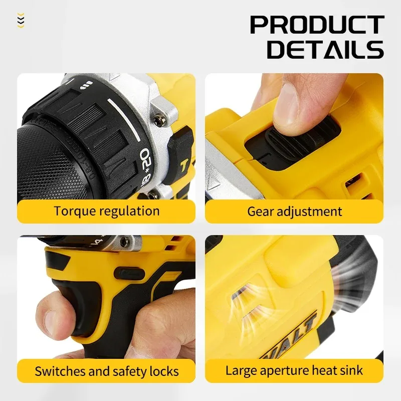 NEW 2026 DEWALT DCD805 Hand Impact Drill,20V Lithium Cordless,Brushless Power,Variable Speed Control,Lightweight Household Tool - view 4