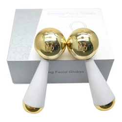 360 Rotating Gold Color Stainless Steel Ice Globes Cryo Sticks Ice Roller for Face Skin Cooling Massage