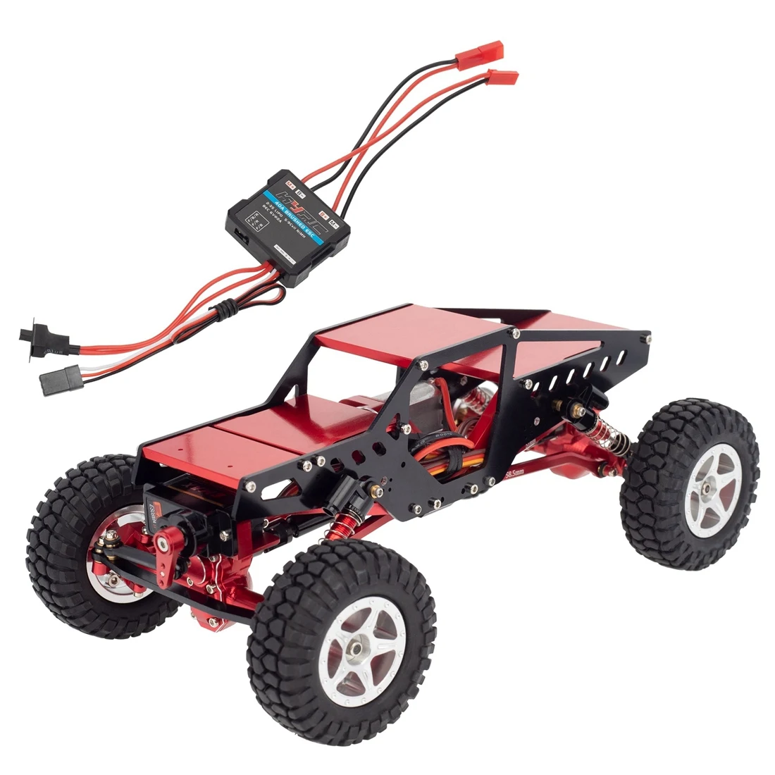 

1/24 RC Car High Clearance Chassis Frame with ES08MA II Servo and 40A ESC 050 Motor for Axial SCX24 1:24 RC Crawler,1