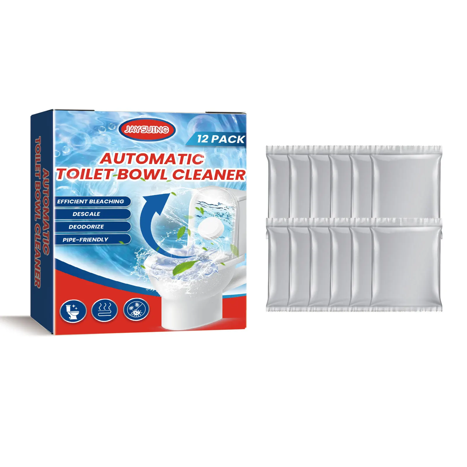 Toilet Cleaning Effervescent Tablets Fast Remover Urine Stain Deodorant Yellow Dirt Automatic Toilet Bowl Cleaner Tablets 12PCS