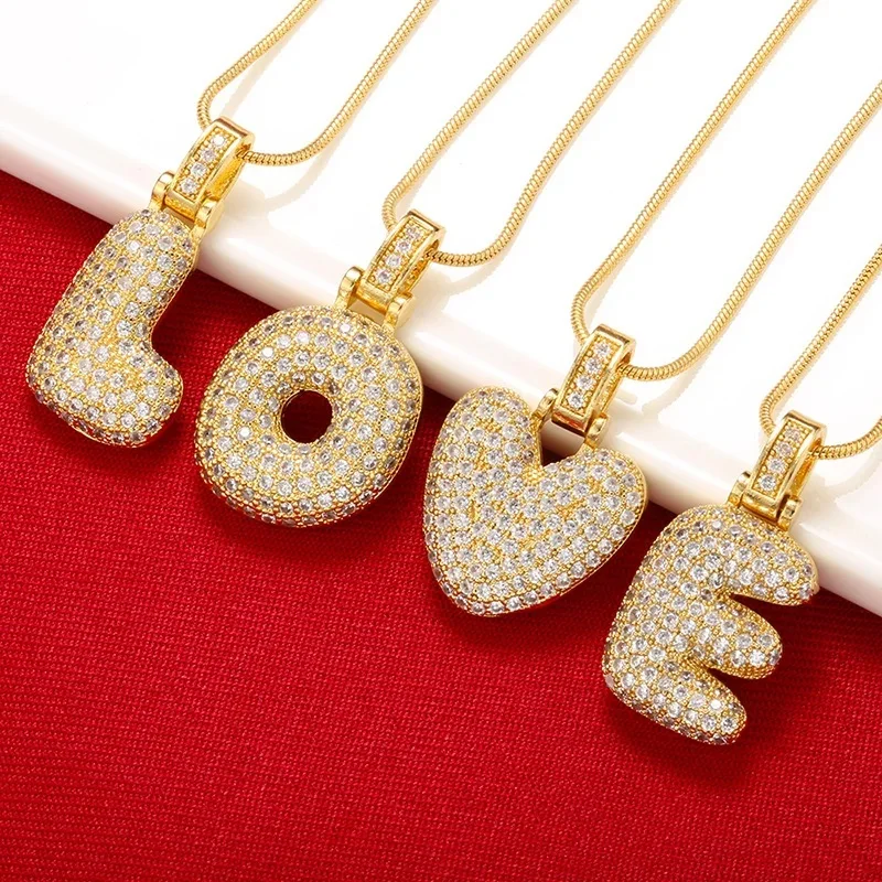 ZHUKOU 26-letter A-Z necklace in 18k gold plated with zirconia: VL34