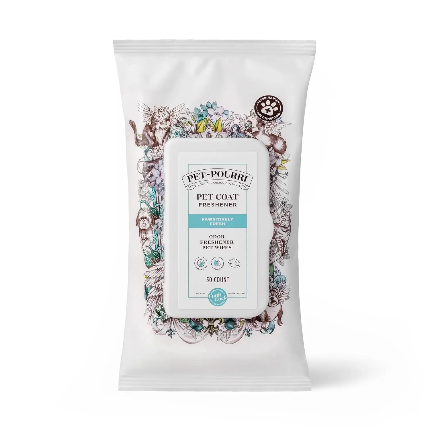 Deodorizing Pet Wipes for Dogs and Cats Plant Based Vet Recommended Paw Fur Skin Cleaner Odor Remover